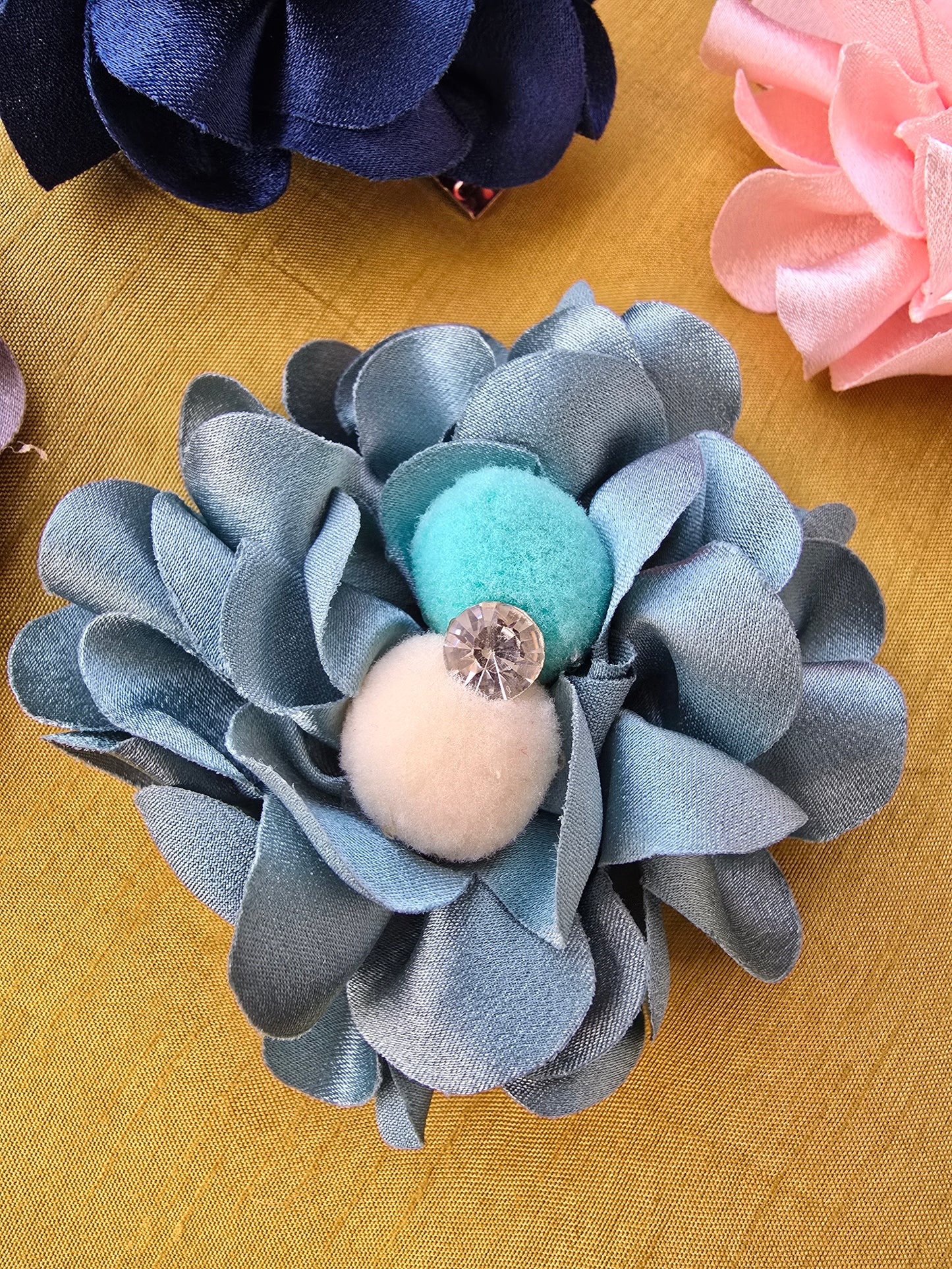 Satin Flower Clips