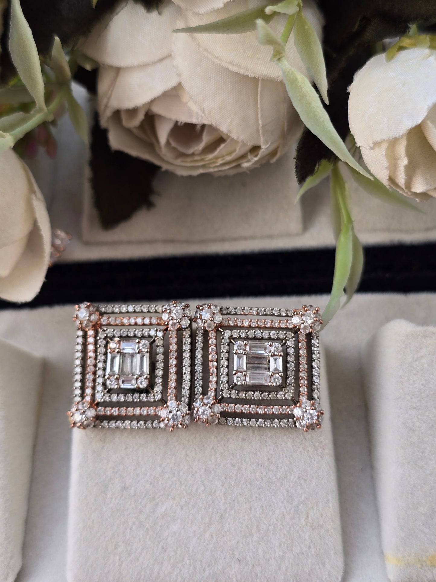 Two Tone Square Studs