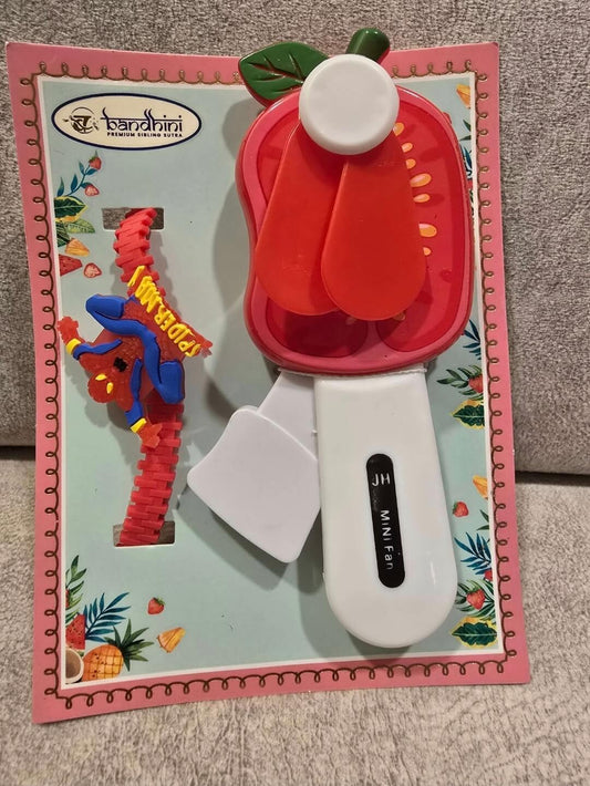 Rakhi Gift Set with Mini Fan & Spiderman Bracelet Rakhi| Raksha Bandhan Gift with Roli Chawal