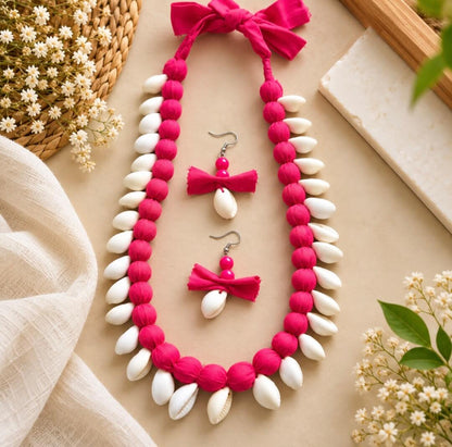 Handcrafted Shell Bead Necklace Set with Matching Earrings | Boho Jewelry
