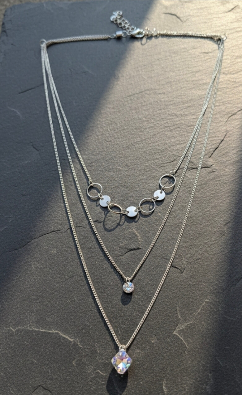 Triple Layered Neckpiece with Crystal