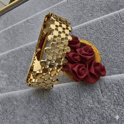 Gold Plated Honeycomb Design Cuff Bracelet for Women | Statement Party Wear Kada