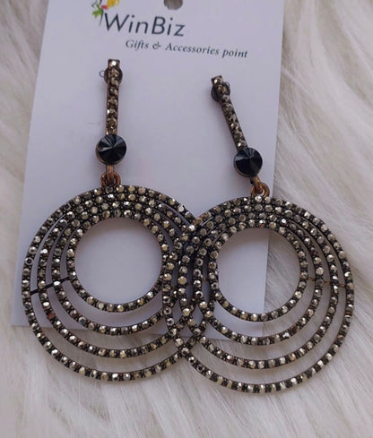 Starry Black Danglers