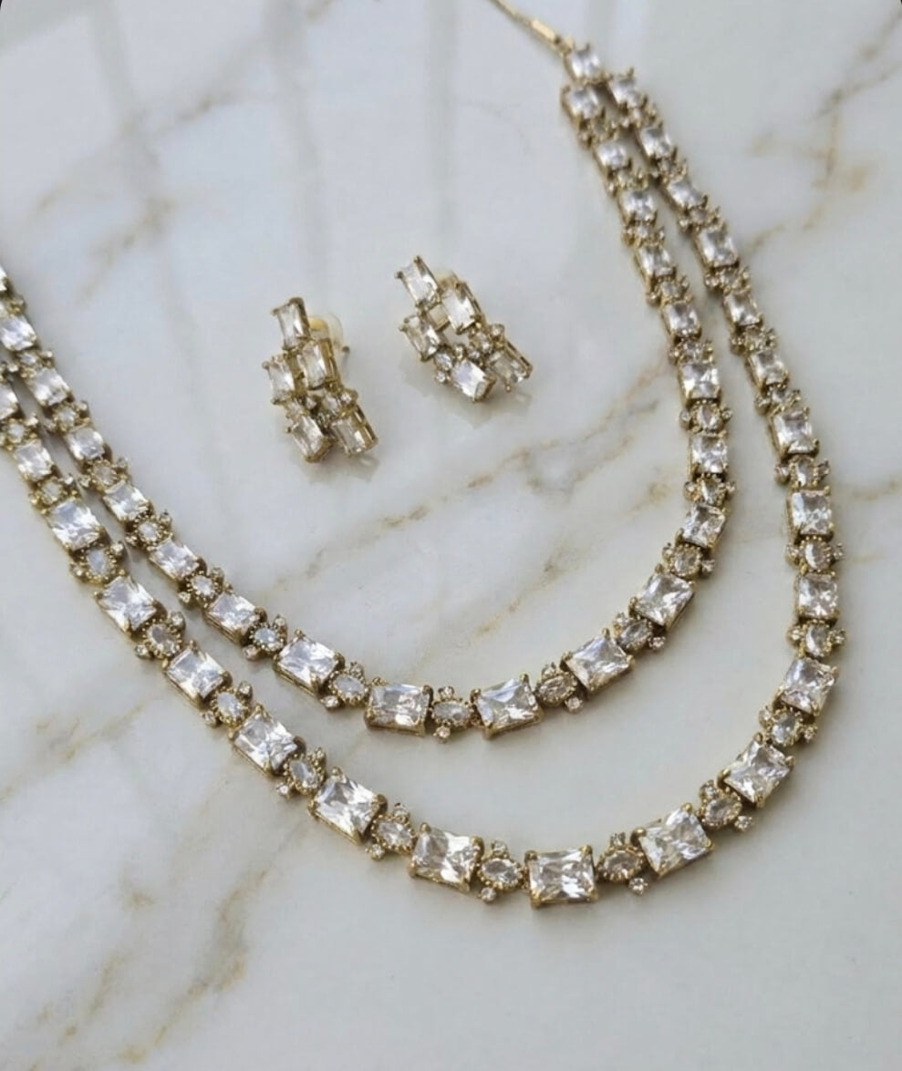 Two Layer Rhinestones Set in Antique Polish