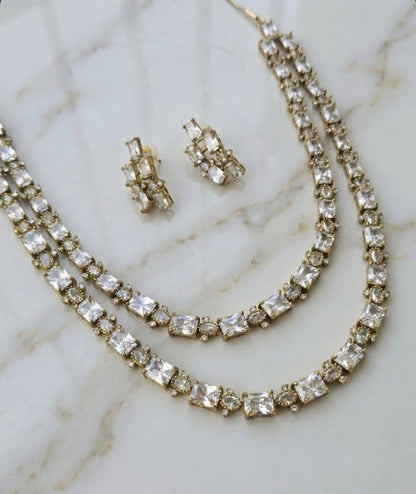 Two Layer Rhinestones Set in Antique Polish