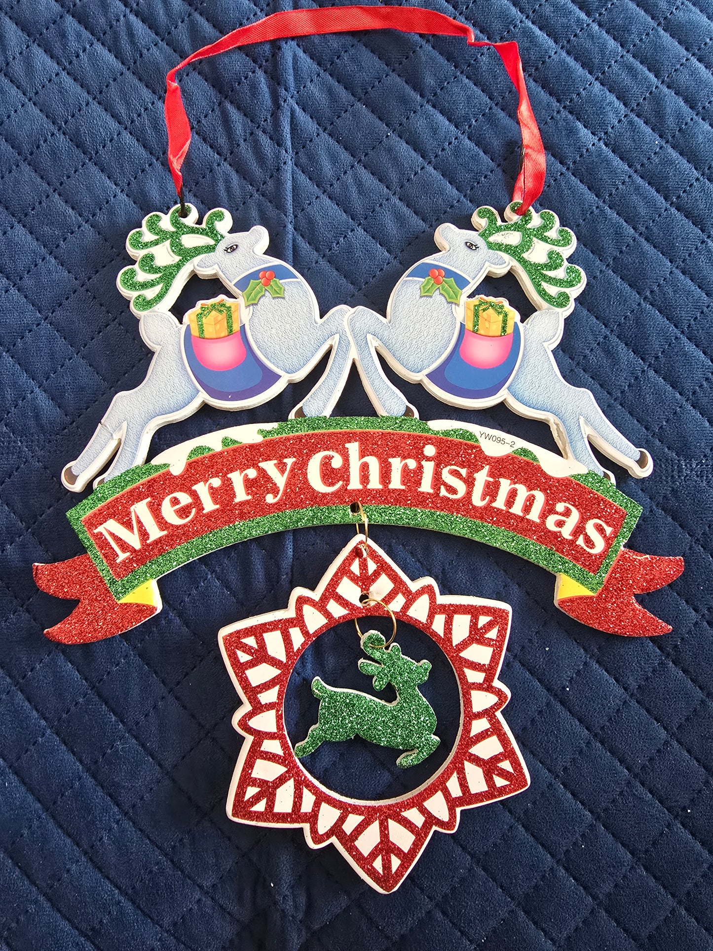 Merry Christmas Reindeer Wall Hanging Decoration