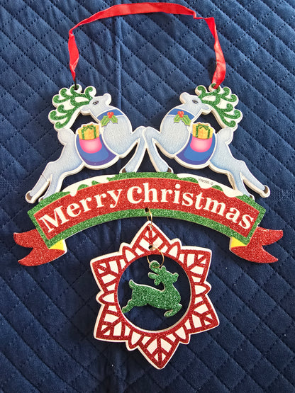 Merry Christmas Reindeer Wall Hanging Decoration