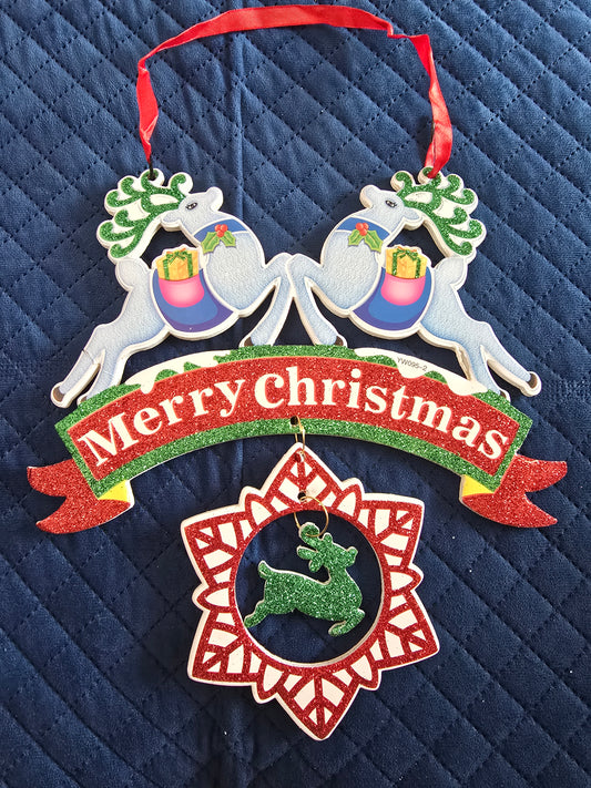 Merry Christmas Reindeer Wall Hanging Decoration