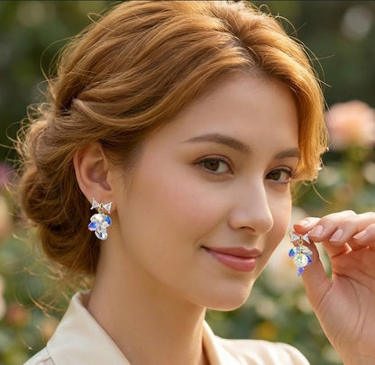 Bow earrings with Crystal Drops