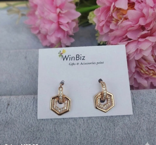 AD Hoop Studs with Hexagonal Drop