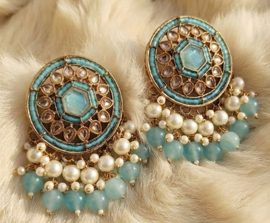Firoze Studs with pearl drops
