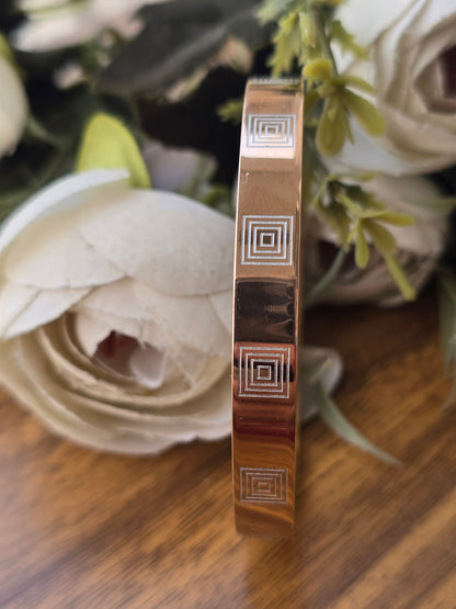Stainless Steel Rosegold Bracelet with Square Design