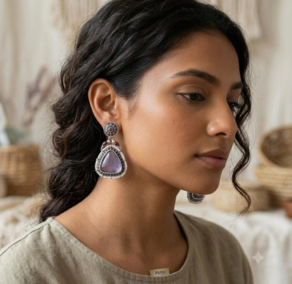 Lavender Bloom Boho Statement Earrings