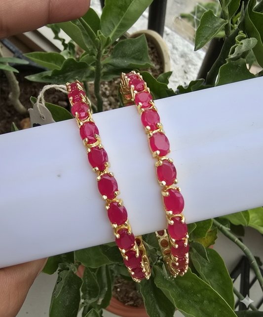 Ruby Stone Studded Bangles (Set of 2)