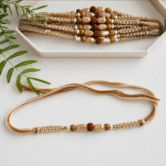 Crystal Beaded  Rakhi for Brother | Rudraksha Designer Rakhi | Handcrafted Raksha Bandhan Rakhi
