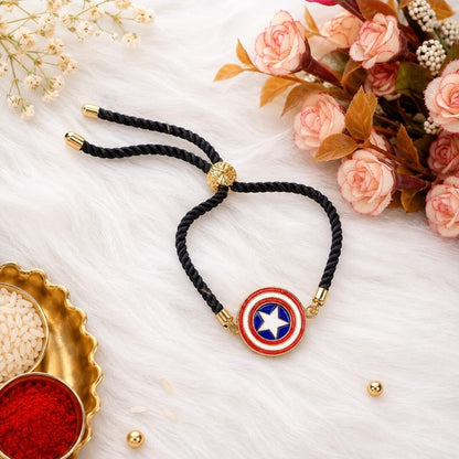 Captain America Shield Adjustable Bracelet Rakhi for Brother | Superhero Rakhi