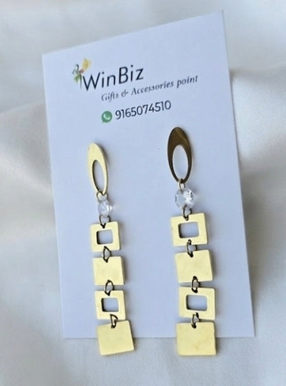 Antitarnish geometric square drop earrings