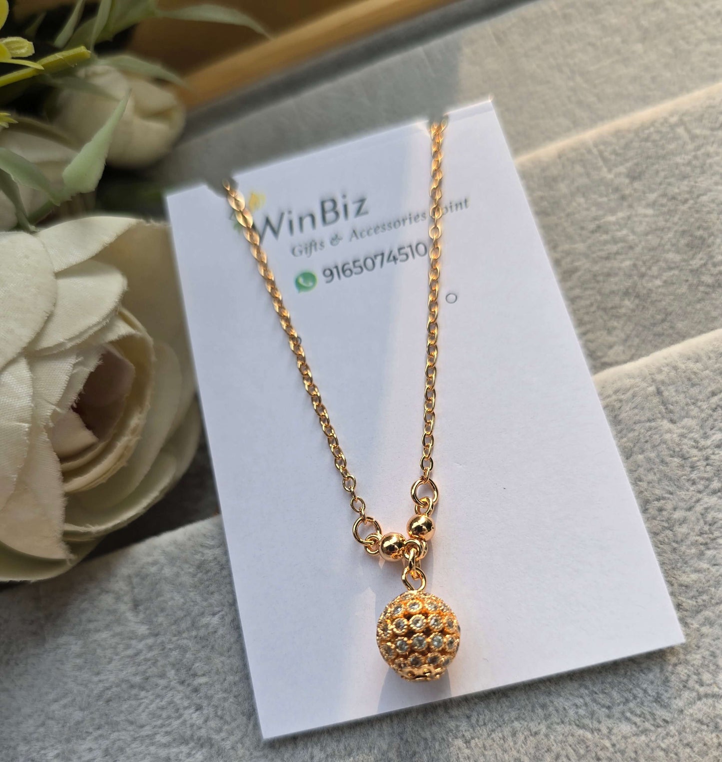 Golden Chain with Stone Studded Charm