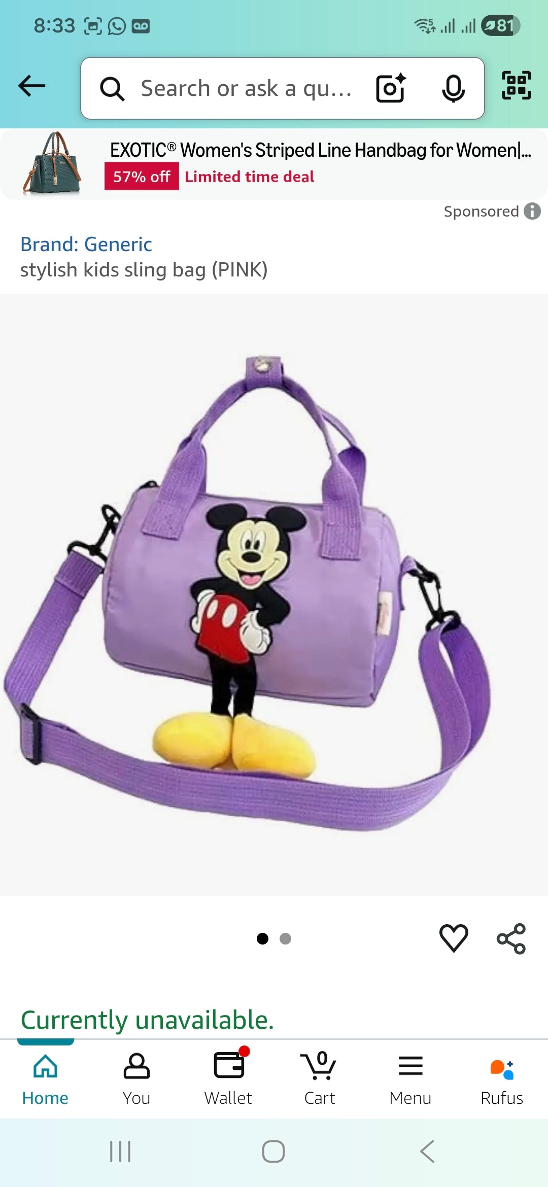 Mickey Mouse Sling Travel Bag