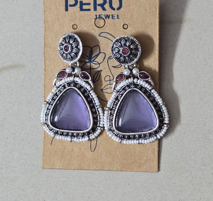Lavender Bloom Boho Statement Earrings