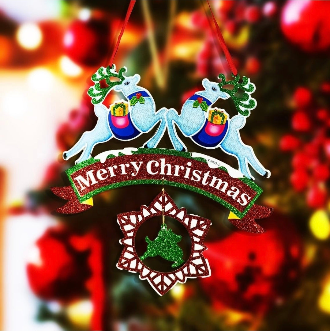Merry Christmas Reindeer Wall Hanging Decoration