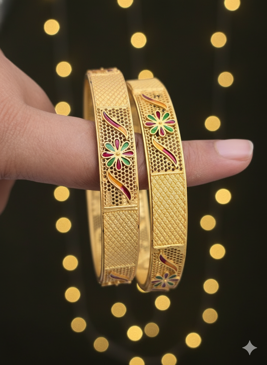 Matte Finish Golden Bangles Set of 2