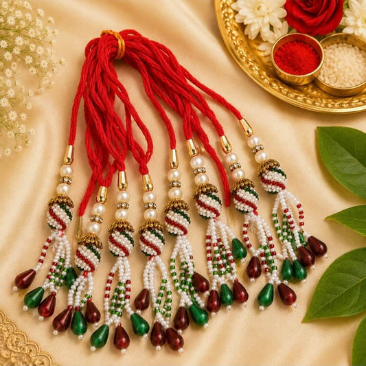 Designer Pearl Beaded Lumba Rakhi for Bhabhi | Single Piece Handmade Lumba