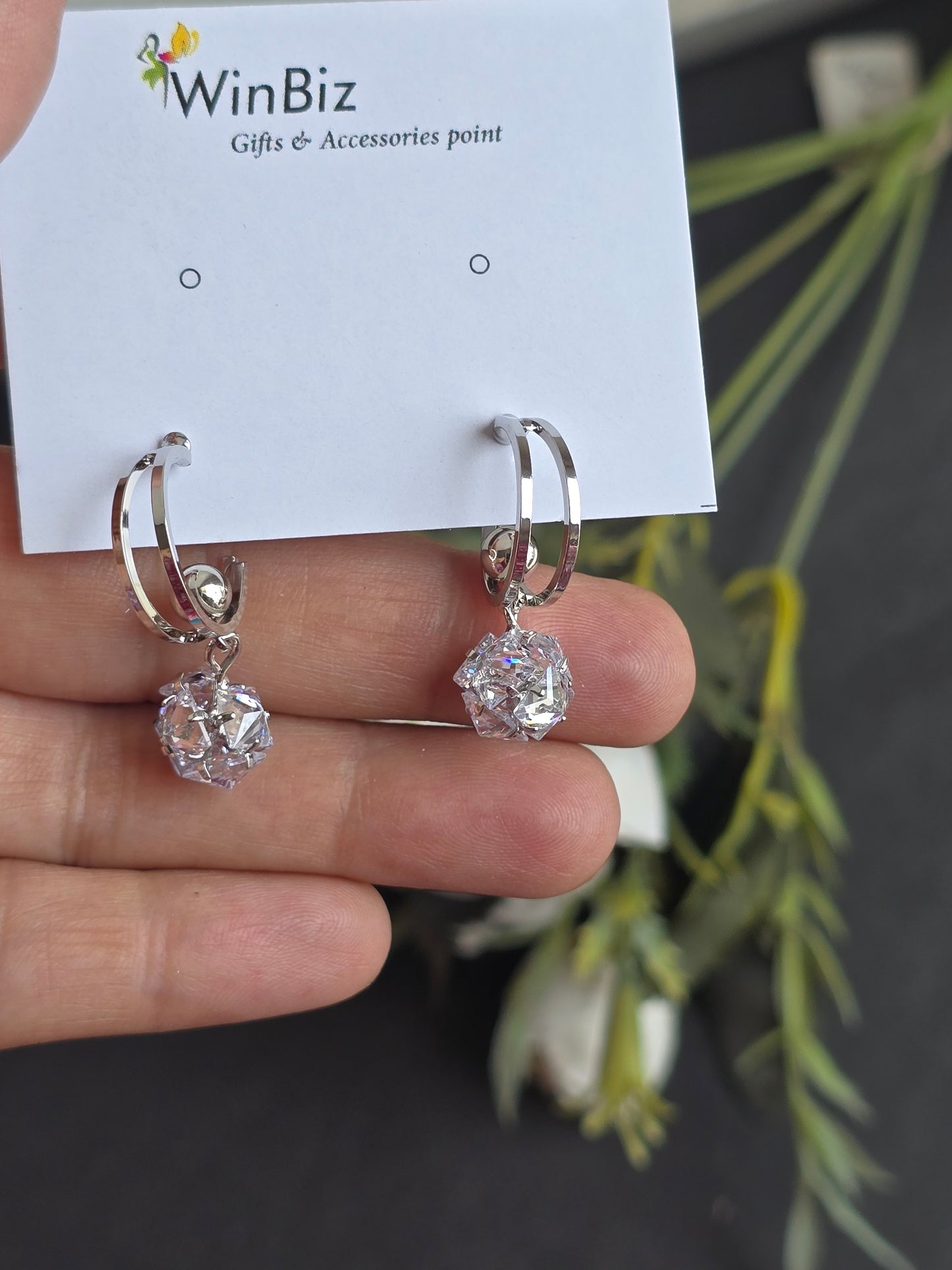 Earrings with Sparkling Drop