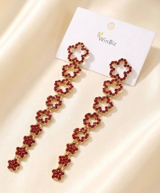 Multilayerwd Red Earrings