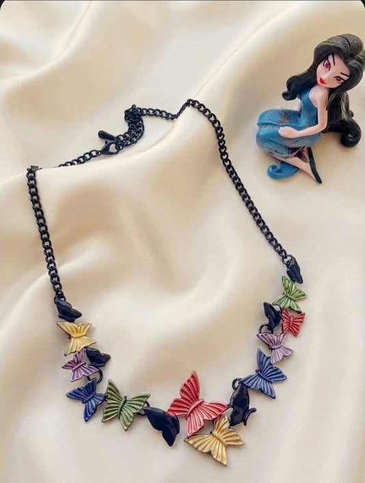 Multicolor Butterfly Necklace