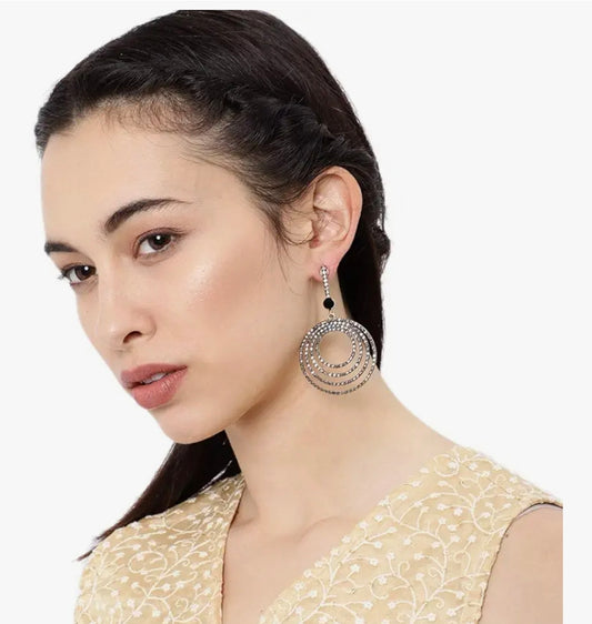 Starry Black Danglers