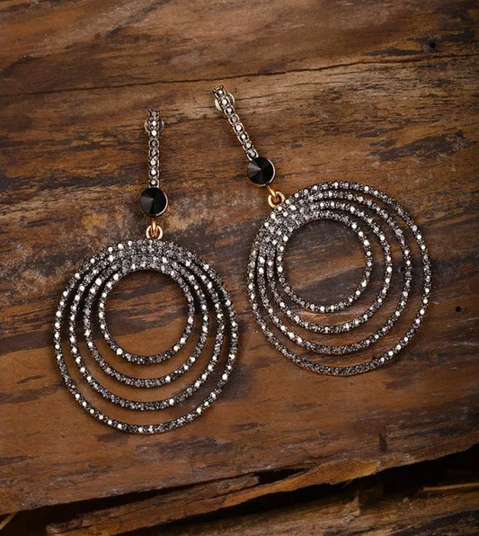 Starry Black Danglers