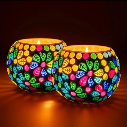 Mosaic Glass Candle Holder