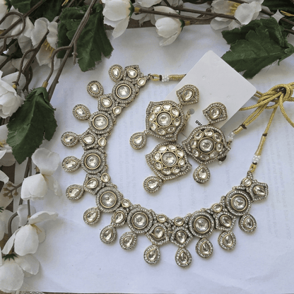 Sparkle Style Kundan Bridal Necklace Set with Statement Earrings | Traditional Gold Finish Wedding Jewellery