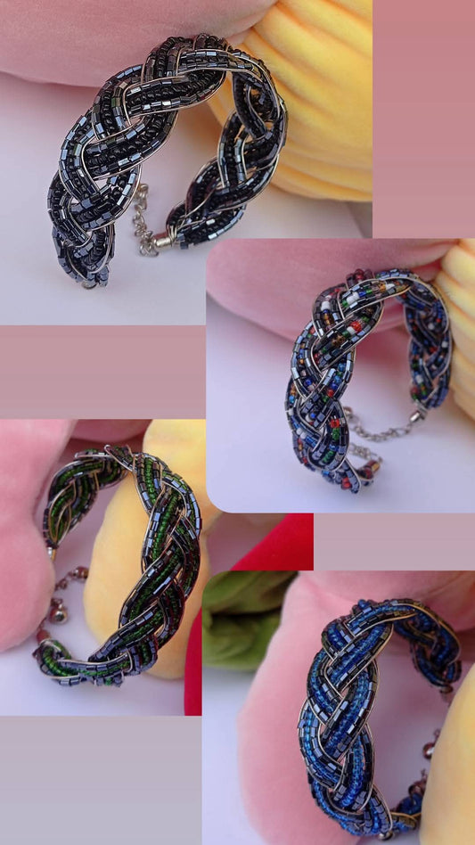 Glass Beads Wire Braided Bracelet