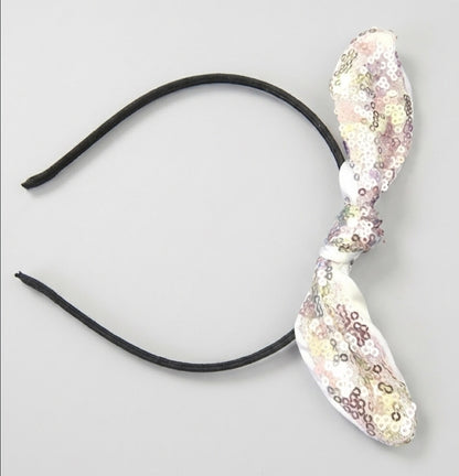 Metal Hairband with Sequin Bow