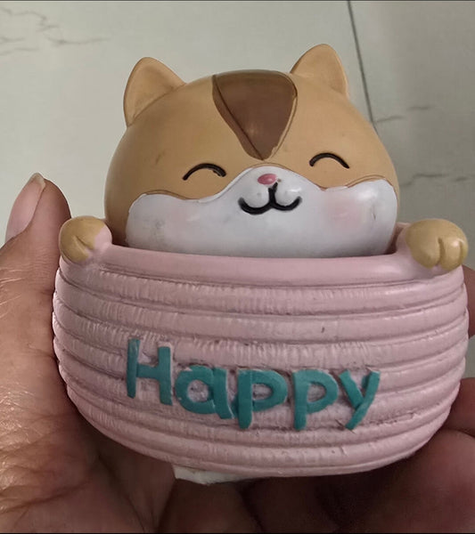 Polyresin Cute Happy Cat Bobblehead Showpiece.