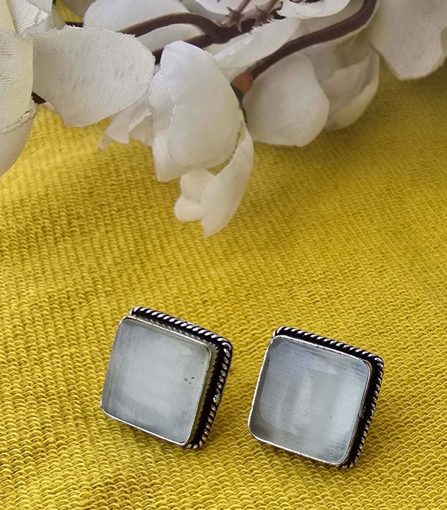Square Opal Studs