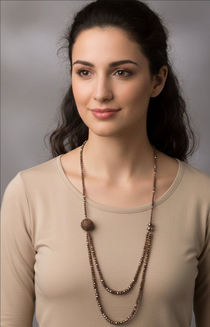 Shimmery Crystal Beaded Long Necklace