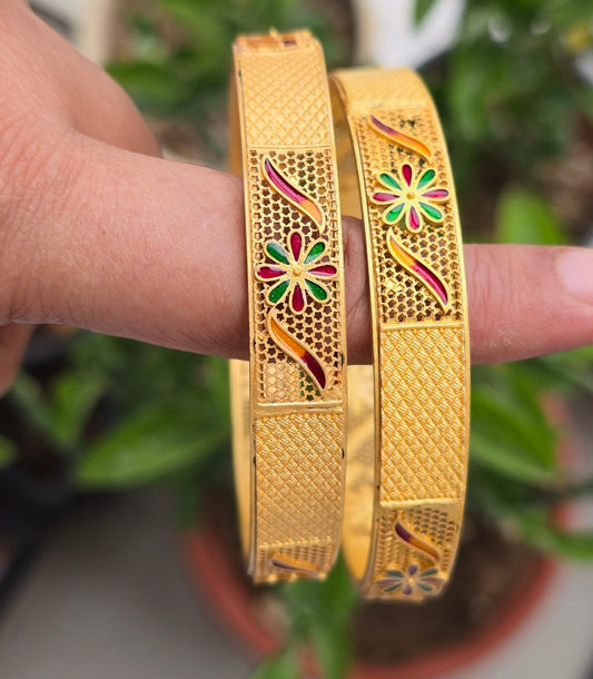 Matte Finish Golden Bangles Set of 2