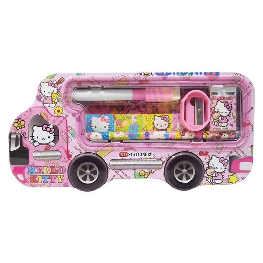 Hello Kitty Bus Shape Pencil Box with Stationery Set for Kids | Cute Multipurpose Pencil Case