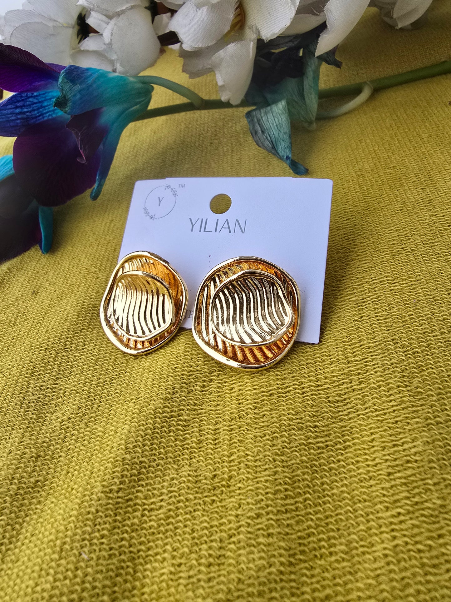 Antitarnish Ripple Wave Studs