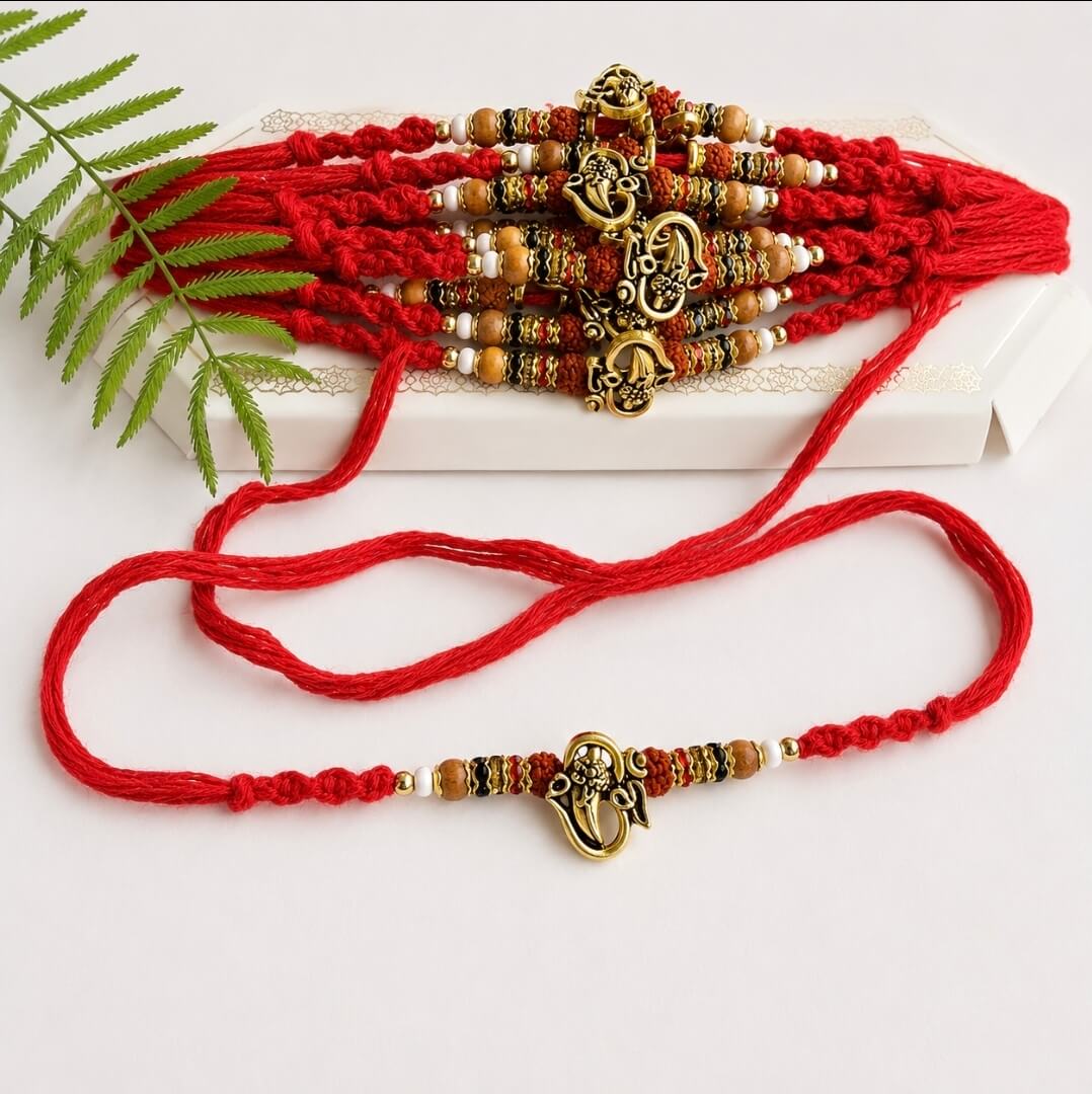 Ganesh Beaded Mauli Rakhi for Brother | Traditional Designer Rakhi | Raksha Bandhan Rakhi