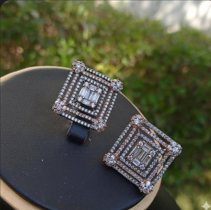 Two Tone Square Studs