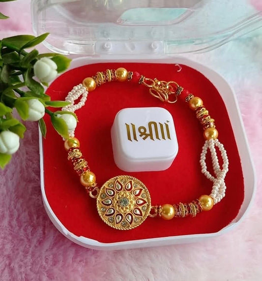 Bhabhi Bracelet Rakhi with Pearl & Gold Details | Raksha Bandhan