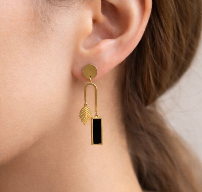Antitarnish Black Drop Dangle Earrings