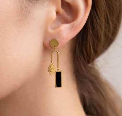 Antitarnish Black Drop Dangle Earrings
