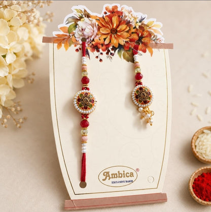 Bhai Bhabhi Rakhi & Lumba Set with Roli Chawal | Traditional Raksha Bandhan Rakhi