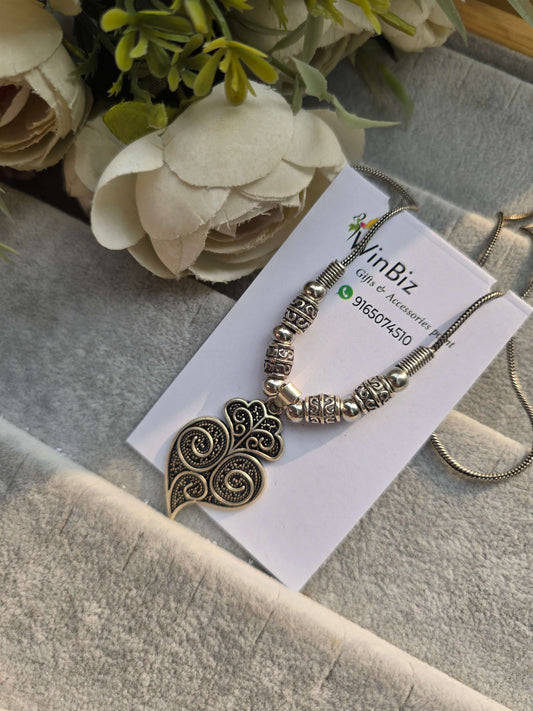 Oxidised Leaf Pendant Neckpiece