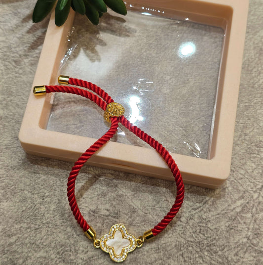 Elegant Clover Bracelet for Women | Adjustable Gold-Tone Bracelet | Bhabhi Rakhi Gift | Raksha Bandhan Bracelet